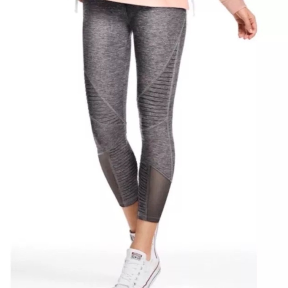 Victoria Secret Pink Ultimate Yoga Mesh‎ Moto Ankle Leggings Marl Gray Sz medium